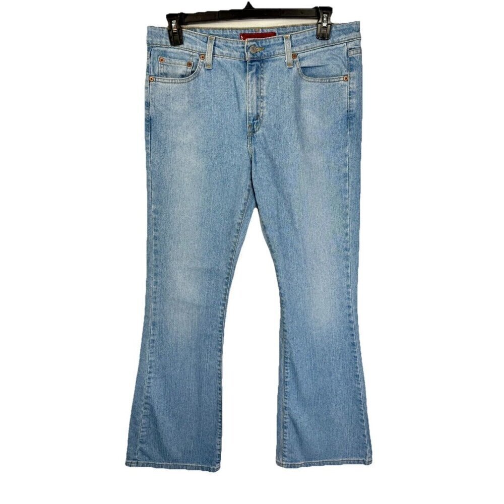 Vintage Levis 519 Low Flare Leg Jeans 13L Jr 35x32 Blue Stretch Light Wash Y2K